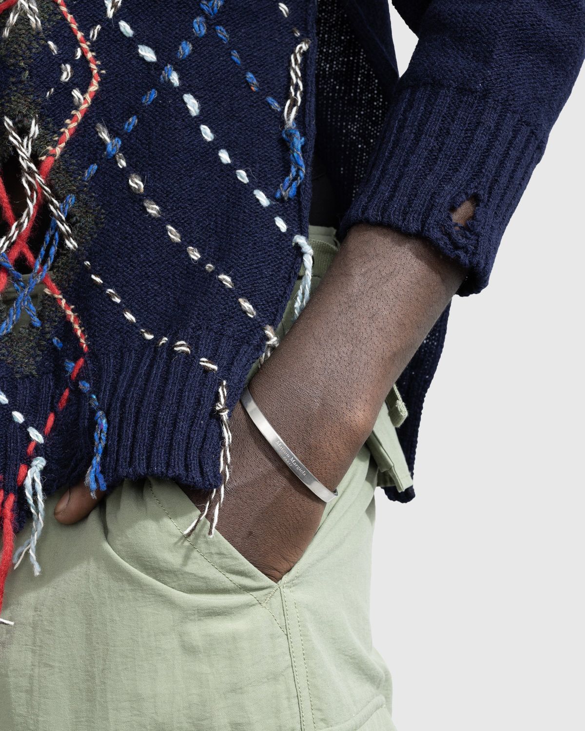 Maison Margiela Logo Cuff Bracelet Silver Highsnobiety Shop
